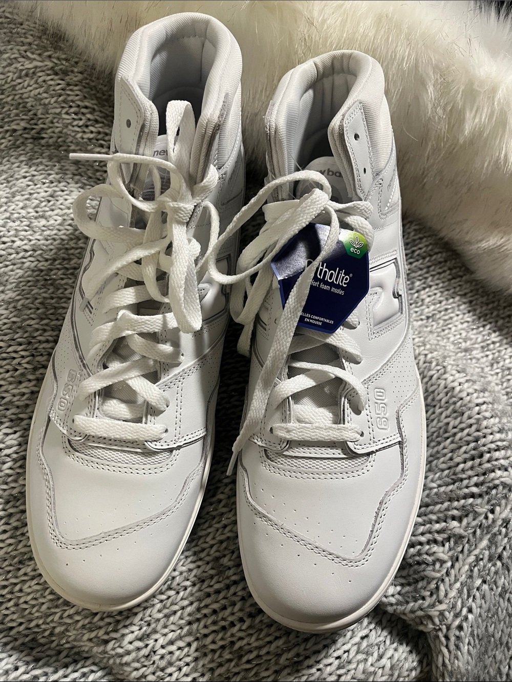 New Balance  Men’s White High-Top Athletic Sneakers
